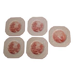 Vintage George Jones & Sons Plates Set of 5  - Rhapsody & Sons Red Transferware